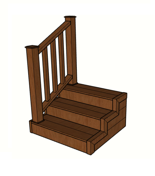 Уличная лестница Ecodecking Техно с 3 ступенями и 1 секцией ограждений