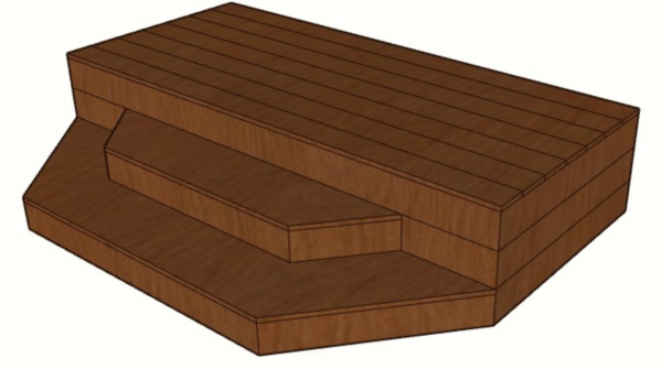 Уличная лестница Ecodecking Техно с 3 ступенями с небольшим крыльцом