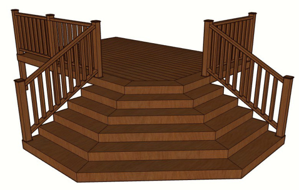 Уличная лестница Ecodecking Техно парадное крыльцо с секциями ограждений